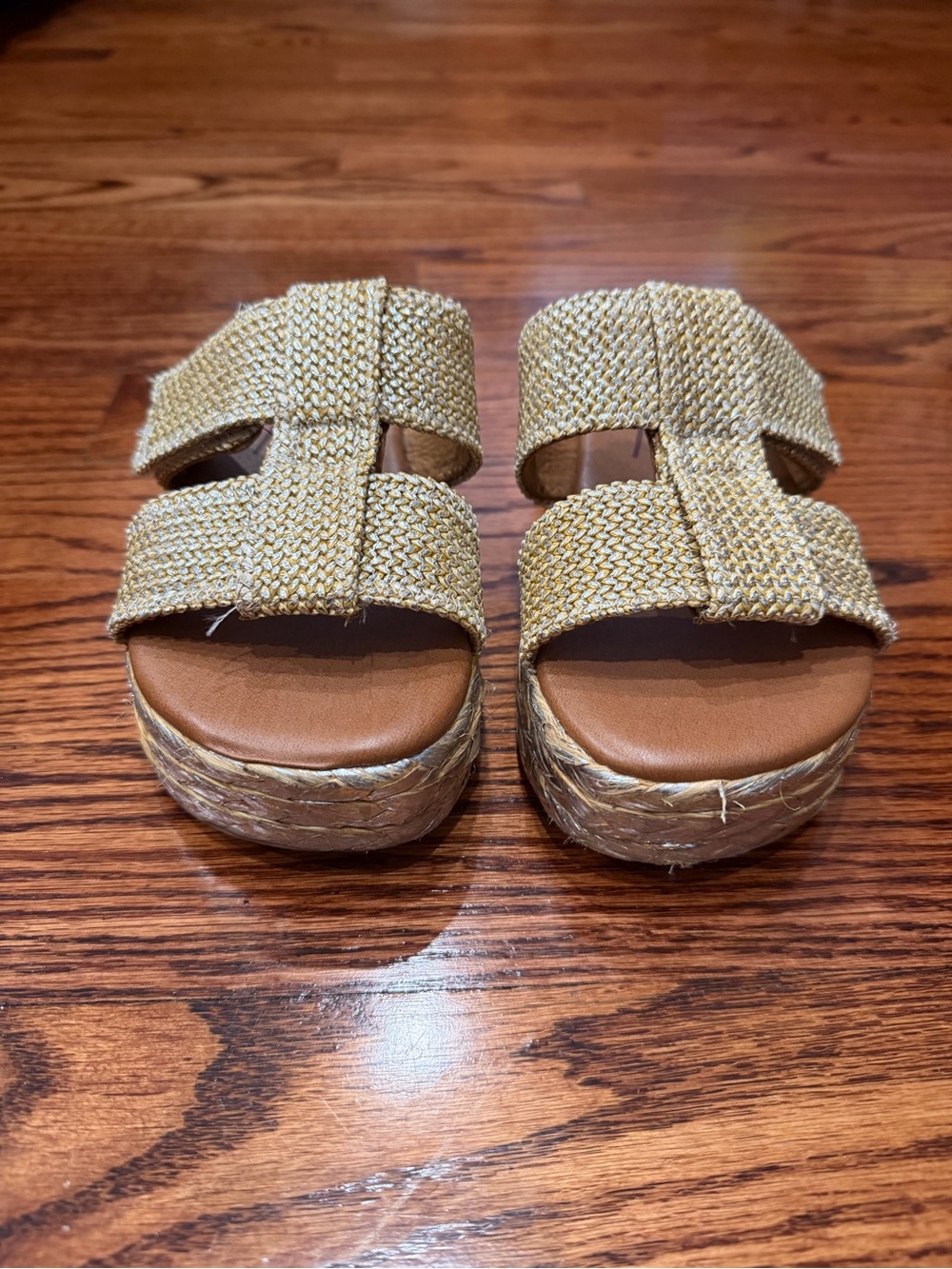 Zodiac Gold Woven Double-Strap Slide Sandals